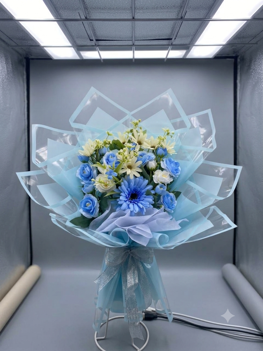 Hand Bouquet Blue Serenity Premium | Buket Bunga Biru Elegan & Mewah